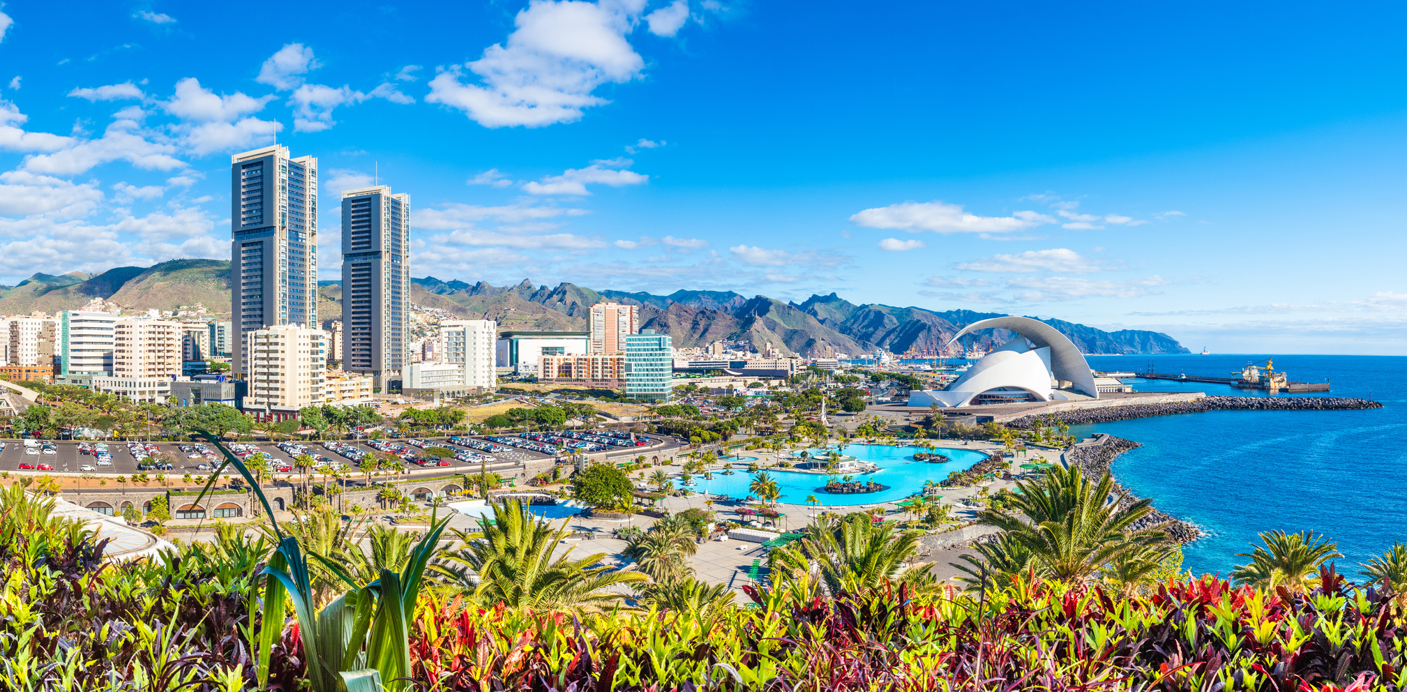 Landscape with Santa Cruz de Tenerife, Canary island, Spain